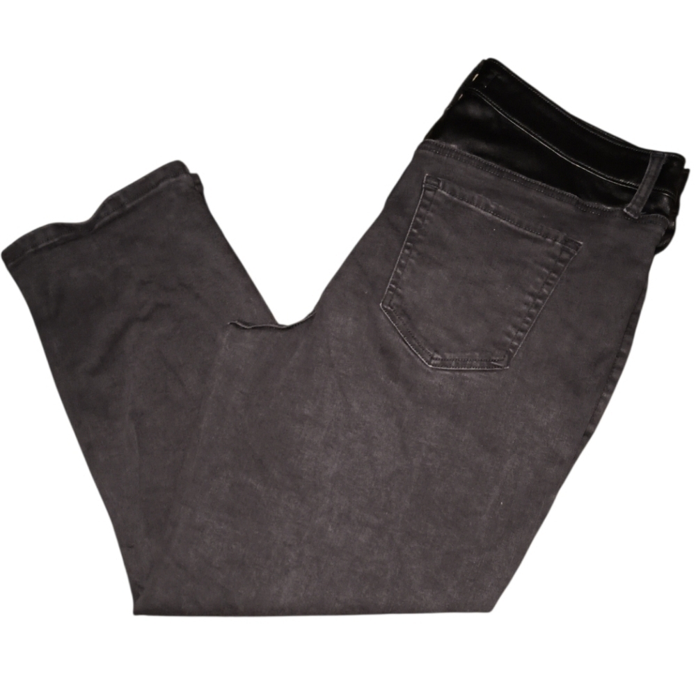 M Jeans By Maurice's Black Faux Leather Waist Slim Straight Ankle High-rise Jean